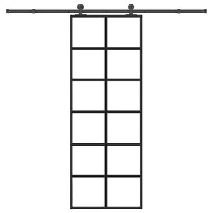 Vidaxl schuifdeur met beslag 76x205 cm esg-glas en aluminium
