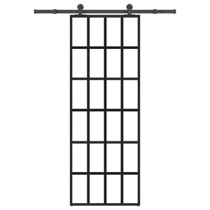 Vidaxl schuifdeur met beslag 76x205 cm esg-glas en aluminium