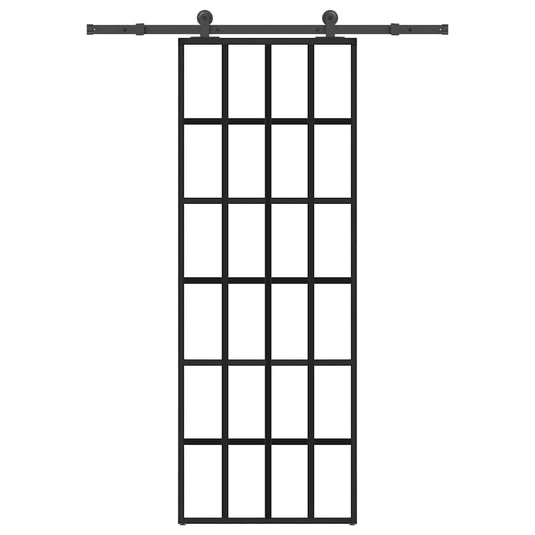 Vidaxl schuifdeur met beslag 76x205 cm esg-glas en aluminium