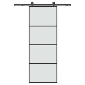 Vidaxl schuifdeur met beslag 76x205 cm esg-glas en aluminium