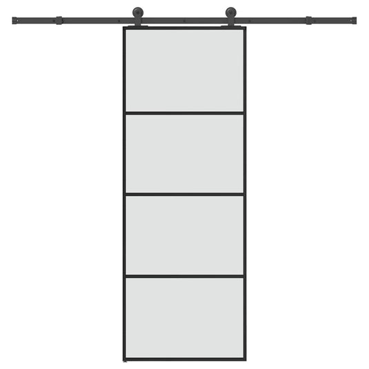 Vidaxl schuifdeur met beslag 76x205 cm esg-glas en aluminium