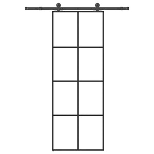 Vidaxl schuifdeur met beslag 76x205 cm esg-glas en aluminium