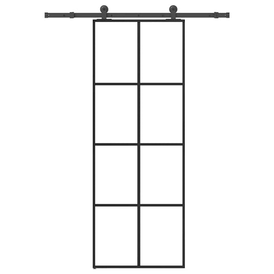 Vidaxl schuifdeur met beslag 76x205 cm esg-glas en aluminium