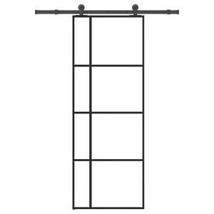 Vidaxl schuifdeur met beslag 76x205 cm esg-glas en aluminium