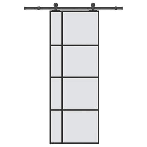 Vidaxl schuifdeur met beslag 76x205 cm esg-glas en aluminium