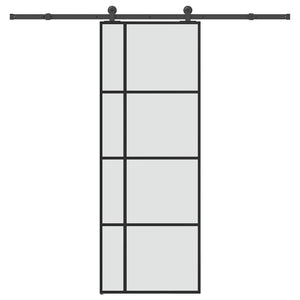Vidaxl schuifdeur met beslag 76x205 cm esg-glas en aluminium