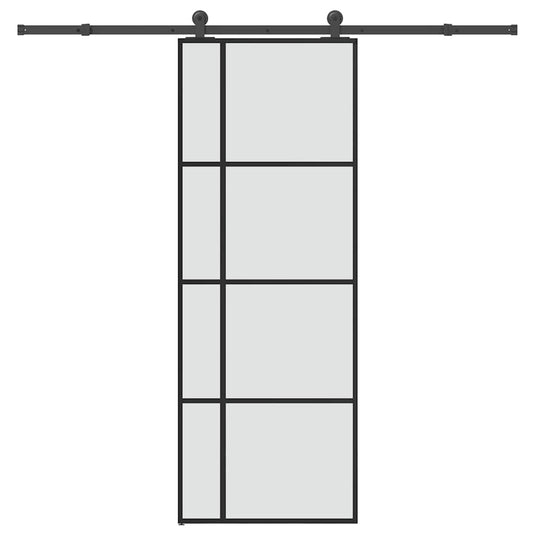 Vidaxl schuifdeur met beslag 76x205 cm esg-glas en aluminium