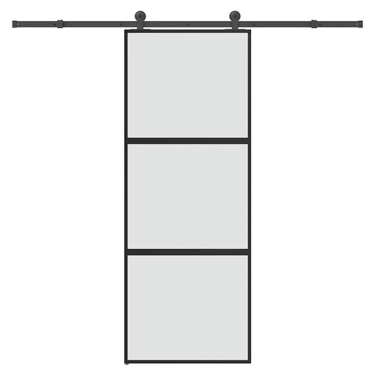 Vidaxl schuifdeur met beslag 76x205 cm gehard glas en aluminium