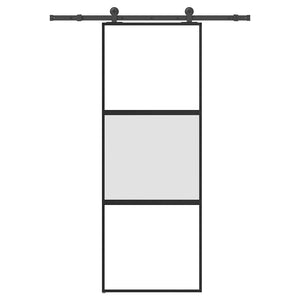 Vidaxl schuifdeur met beslag 76x205 cm gehard glas en aluminium