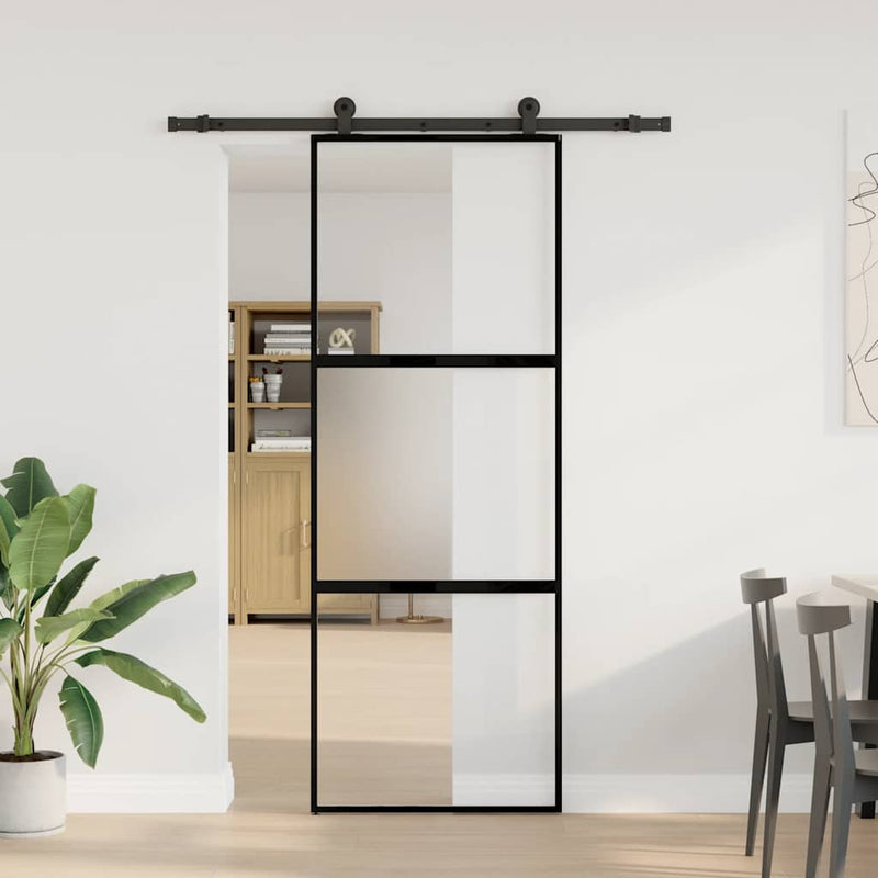 Chargez l'image dans la visionneuse de la galerie, Vidaxl schuifdeur met beslag 76x205 cm gehard glas en aluminium
