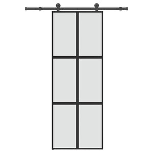 Vidaxl schuifdeur met beslag 76x205 cm gehard glas en aluminium
