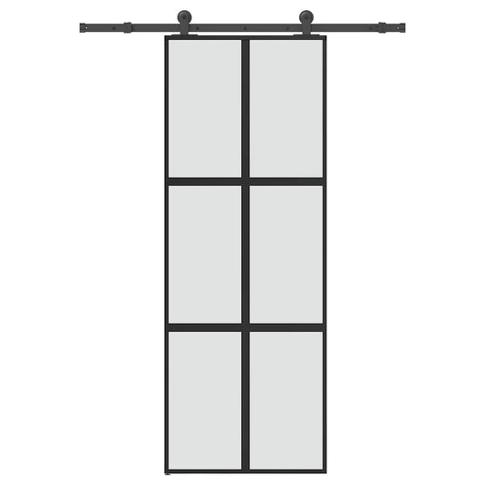Vidaxl schuifdeur met beslag 76x205 cm gehard glas en aluminium