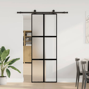 Vidaxl schuifdeur met beslag 76x205 cm gehard glas en aluminium