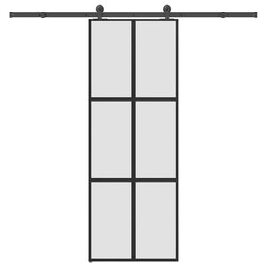 Vidaxl schuifdeur met beslag 76x205 cm gehard glas en aluminium
