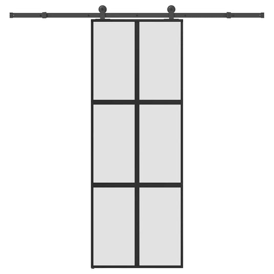 Vidaxl schuifdeur met beslag 76x205 cm gehard glas en aluminium