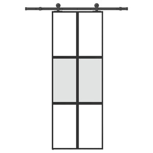 Vidaxl schuifdeur met beslag 76x205 cm gehard glas en aluminium