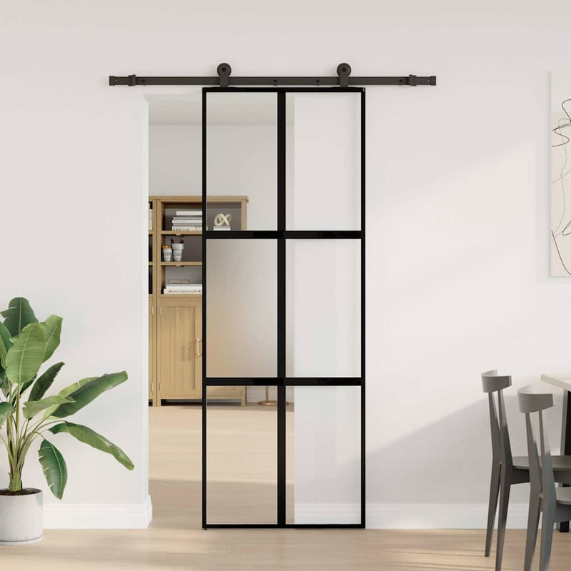 ギャラリービューアに画像をロードする, Vidaxl schuifdeur met beslag 76x205 cm gehard glas en aluminium
