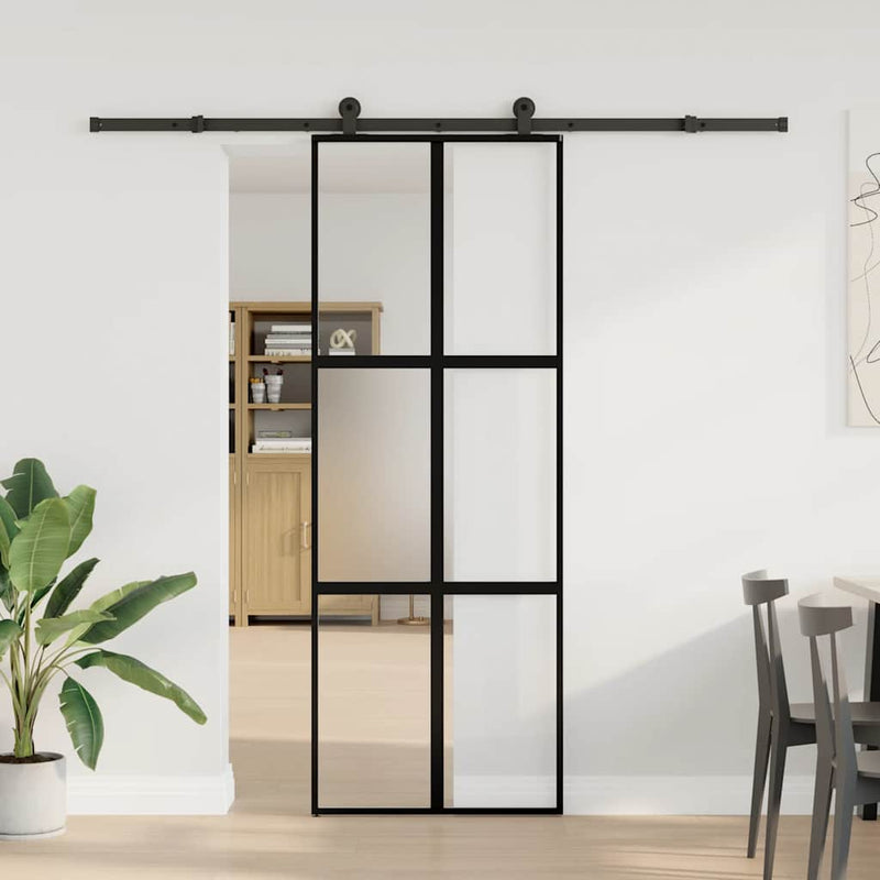 ギャラリービューアに画像をロードする, Vidaxl schuifdeur met beslag 76x205 cm gehard glas en aluminium
