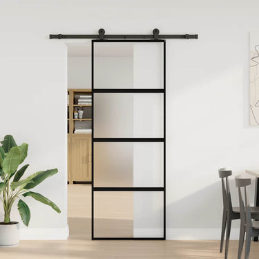 Vidaxl schuifdeur met beslag 76x205 cm gehard glas en aluminium