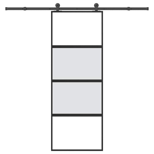 Vidaxl schuifdeur met beslag 76x205 cm gehard glas en aluminium