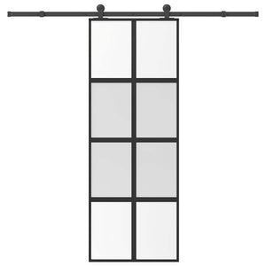 Vidaxl schuifdeur met beslag 76x205 cm gehard glas en aluminium