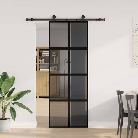 Vidaxl schuifdeur met beslag 76x205 cm gehard glas en aluminium