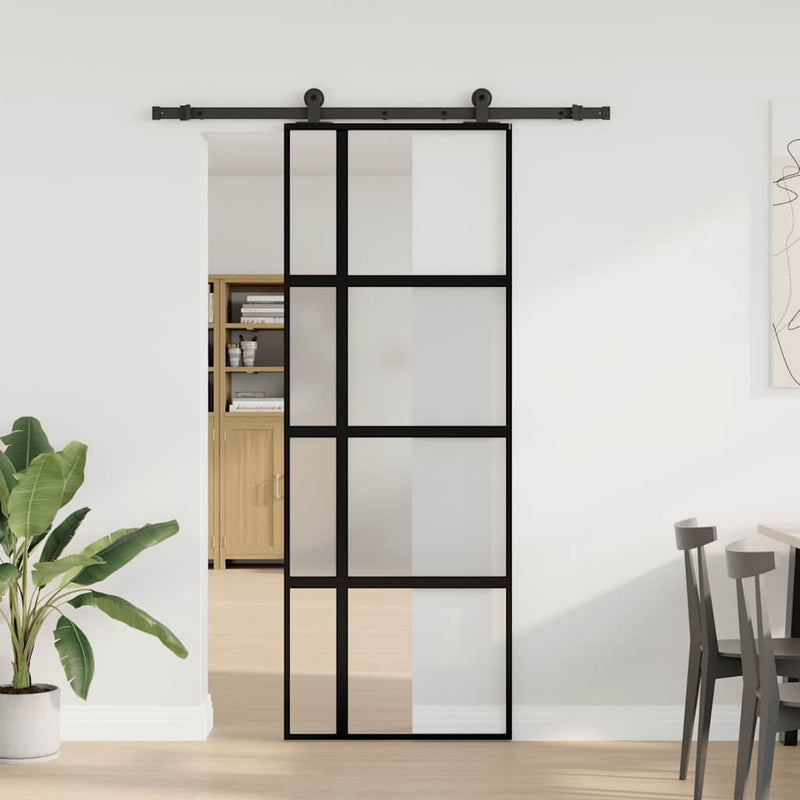 ギャラリービューアに画像をロードする, Vidaxl schuifdeur met beslag 76x205 cm gehard glas en aluminium
