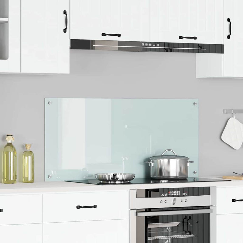 Afbeelding laden in galerijviewer, Vidaxl keuken spatscherm wit 110 x 50 cm gehard glas
