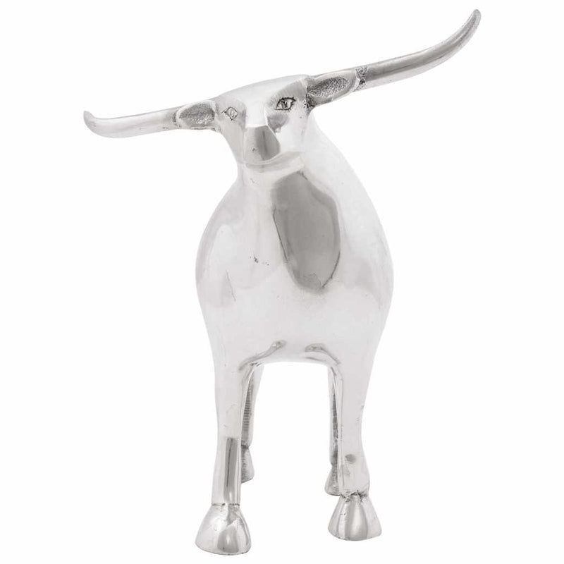 Chargez l'image dans la visionneuse de la galerie, Vidaxl stierensculptuur zilver 20 x 17 x 23 cm aluminium
