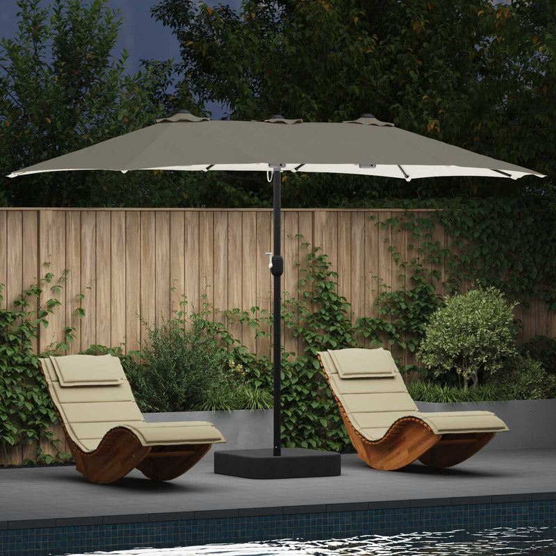 Chargez l'image dans la visionneuse de la galerie, Vidaxl tuinparasol zand en antraciet 385 x 209 x 244 cm polyester
