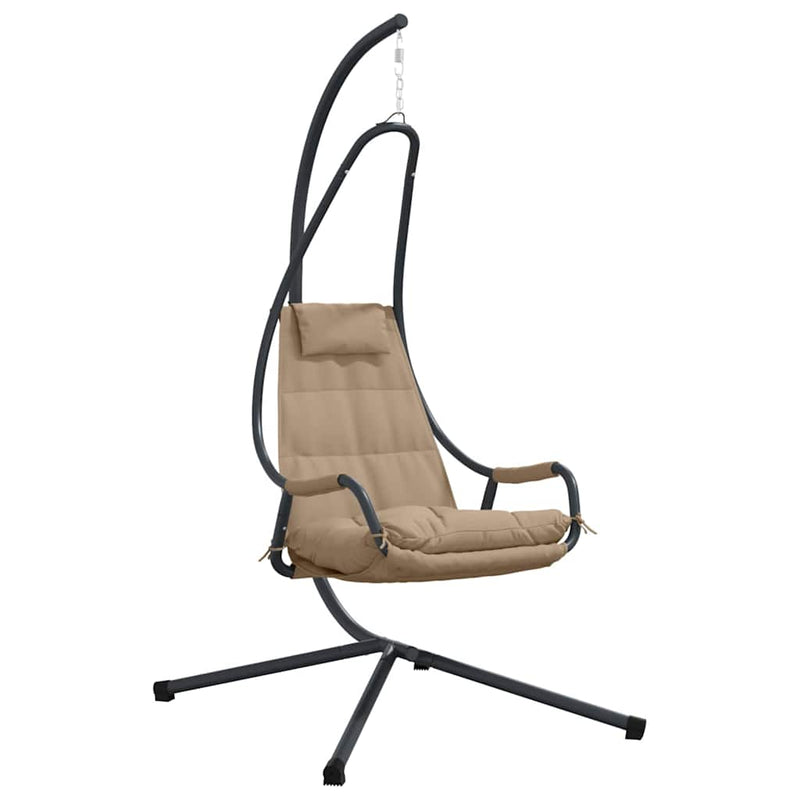Afbeelding laden in galerijviewer, Vidaxl hangende ei-stoel taupe 94 x 107 x 196,5 cm staal
