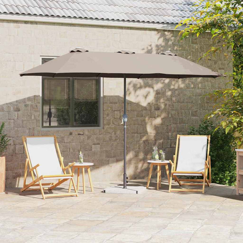 Afbeelding laden in galerijviewer, Vidaxl tuinparasol taupe 370 x 197 x 239 cm polyester en aluminium
