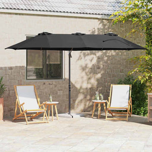 Vidaxl parasol zwart 372 x 198 x 243 cm polyester en aluminium