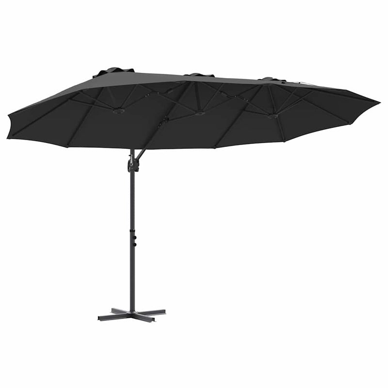 Afbeelding laden in galerijviewer, Vidaxl parasol zwart 372 x 198 x 243 cm polyester en aluminium
