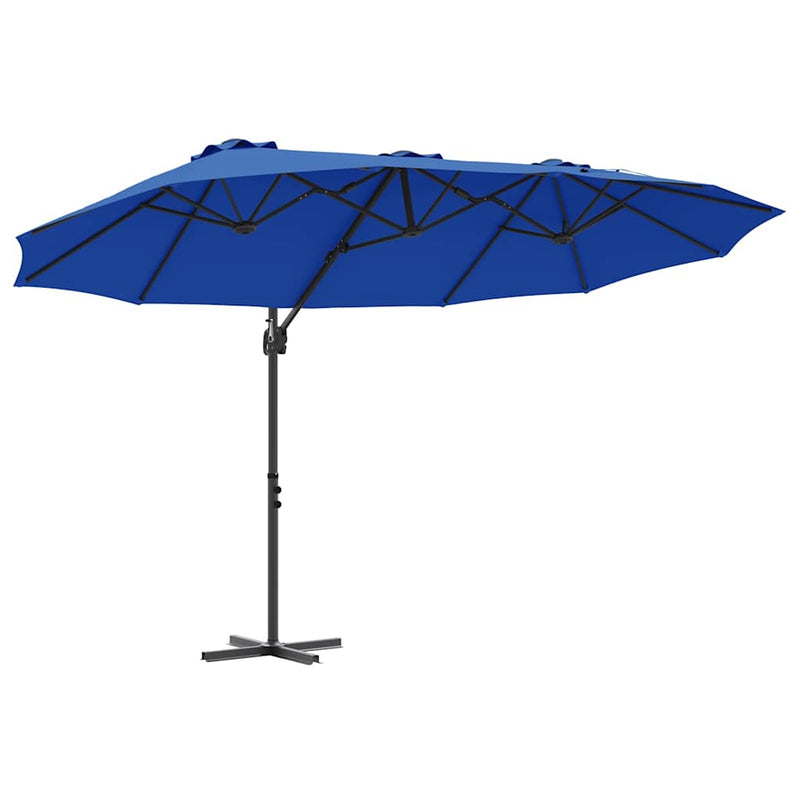 Chargez l'image dans la visionneuse de la galerie, Vidaxl parasol azurblauw 372 x 198 x 243 cm polyester en aluminium
