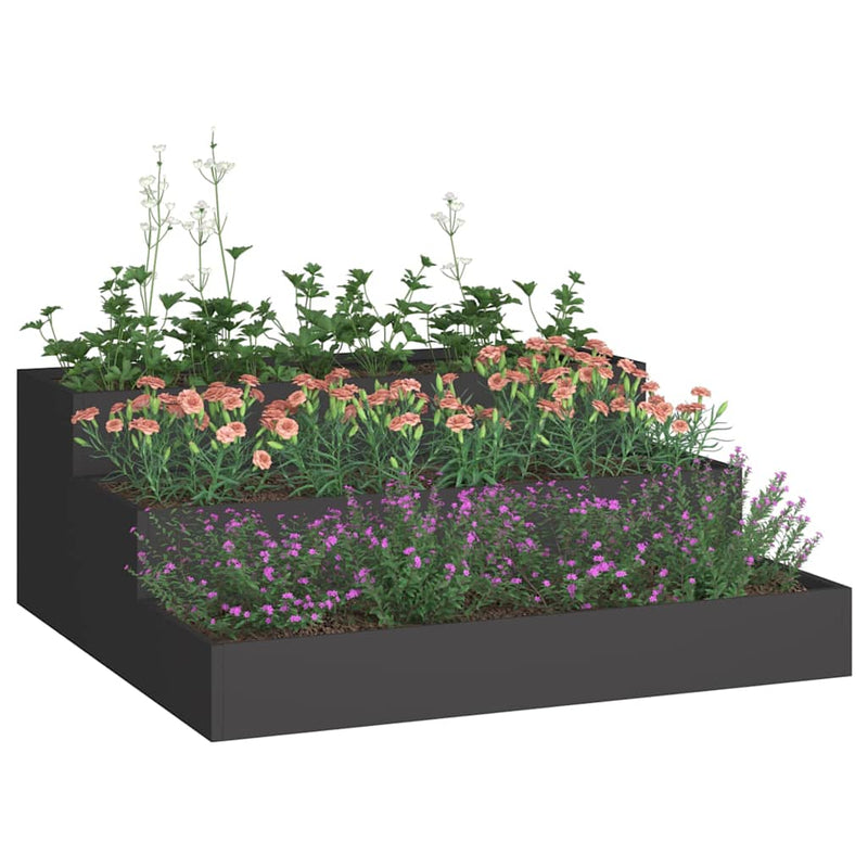 ギャラリービューアに画像をロードする, Vidaxl tuin bloempot zwart 90 x 90 x 35 cm koudgewalst staal
