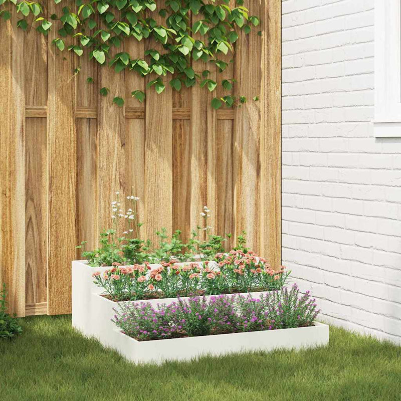 ギャラリービューアに画像をロードする, Vidaxl tuin bloempot wit 90 x 90 x 35 cm koudgewalst staal
