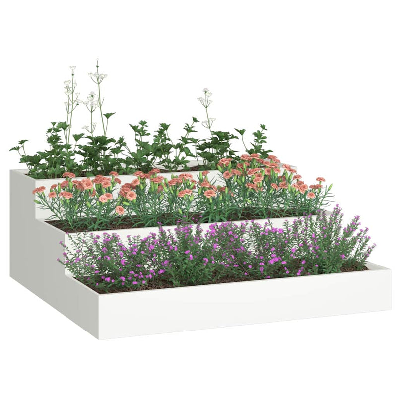 ギャラリービューアに画像をロードする, Vidaxl tuin bloempot wit 90 x 90 x 35 cm koudgewalst staal
