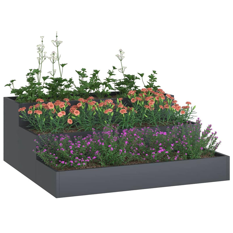 ギャラリービューアに画像をロードする, Vidaxl tuin bloempot antraciet 90 x 90 x 35 cm koudgewalst staal
