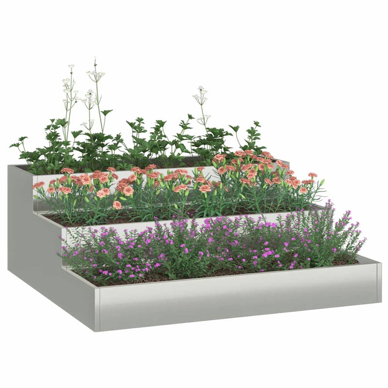 ギャラリービューアに画像をロードする, Vidaxl tuin bloempot zilver 90 x 90 x 35 cm gegalvaniseerd staal
