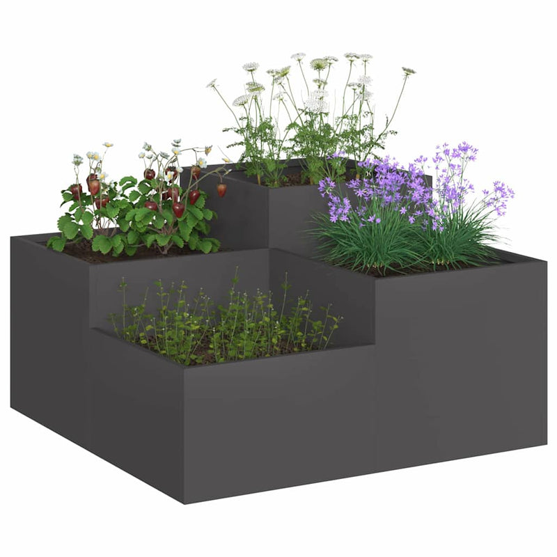 Afbeelding laden in galerijviewer, Vidaxl tuin bloempot zwart 80 x 80 x 48 cm staal
