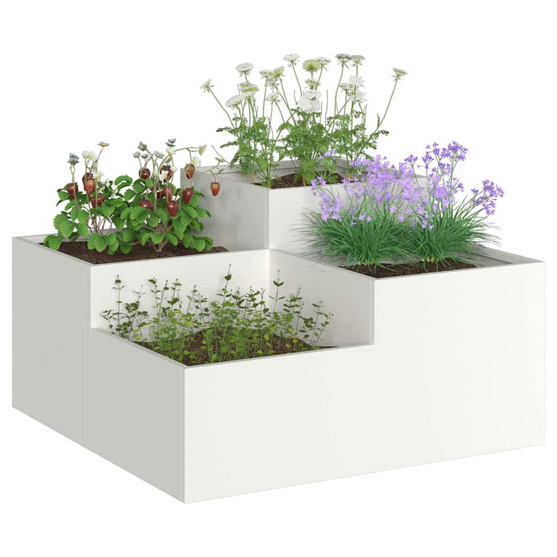 ギャラリービューアに画像をロードする, Vidaxl tuin bloempot wit 80 x 80 x 48 cm staal
