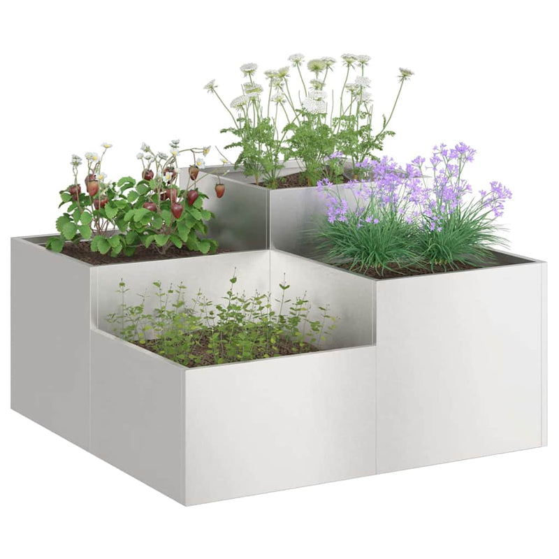 ギャラリービューアに画像をロードする, Vidaxl tuin bloempot zilver 80 x 80 x 48 cm roestvrij staal
