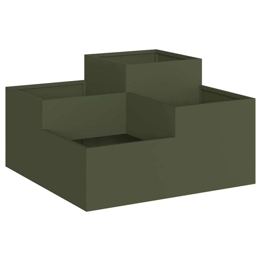 Vidaxl tuin bloempot olijfgroen 100 x 100 x 48 cm staal
