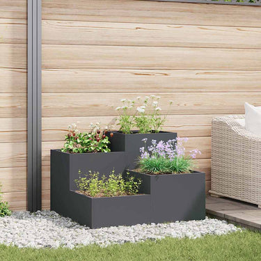 Vidaxl tuin bloempot antraciet 80 x 80 x 60 cm staal