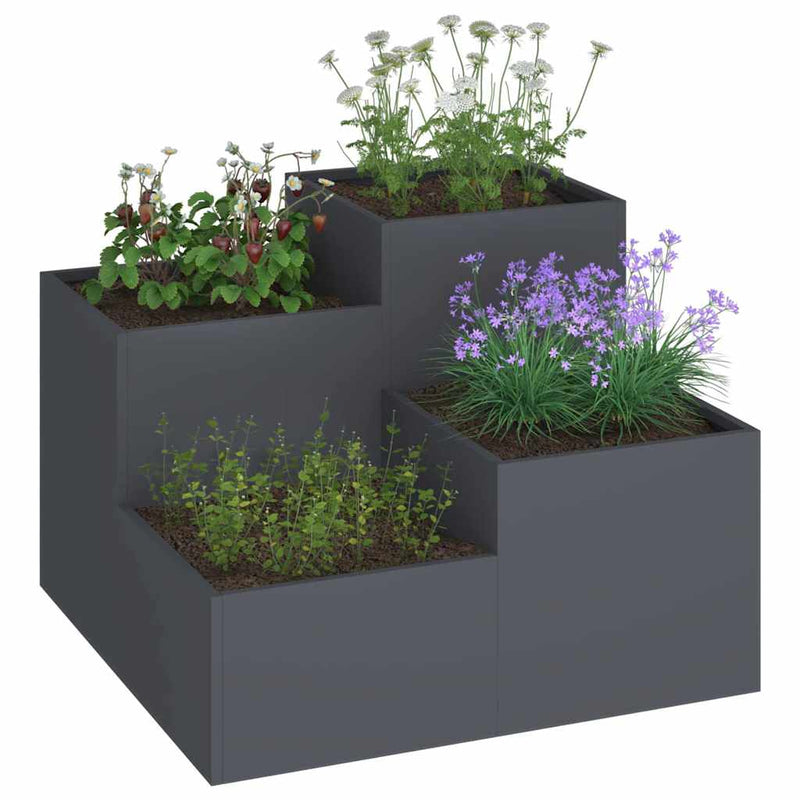 Afbeelding laden in galerijviewer, Vidaxl tuin bloempot antraciet 80 x 80 x 60 cm staal

