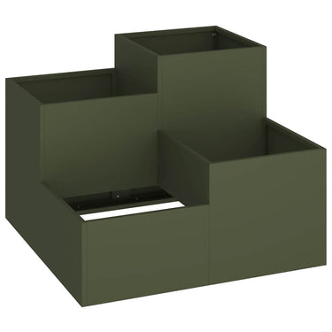 Vidaxl tuin bloempot olijfgroen 80 x 80 x 60 cm staal
