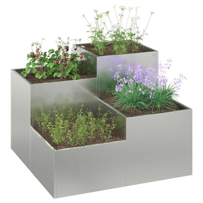 Chargez l'image dans la visionneuse de la galerie, Vidaxl tuin bloempot zilver 80 x 80 x 60 cm gegalvaniseerd staal
