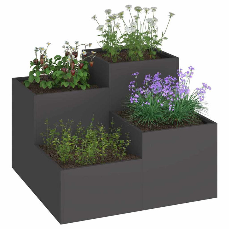 Afbeelding laden in galerijviewer, Vidaxl tuin bloempot zwart 100 x 100 x 60 cm staal
