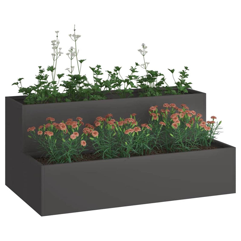 ギャラリービューアに画像をロードする, Vidaxl tuin bloempot zwart 100 x 60 x 45 cm koudgewalst staal
